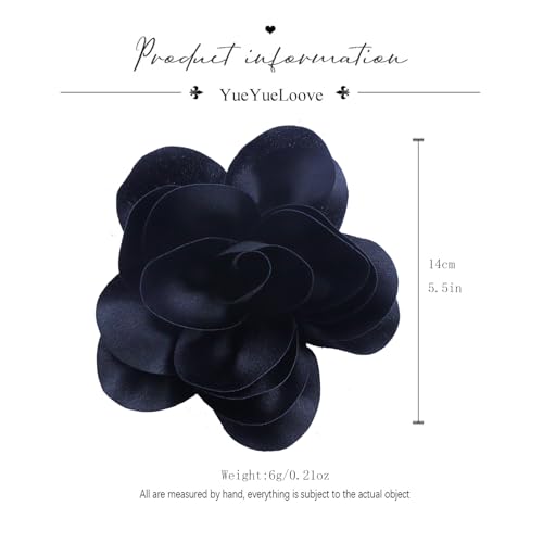Image of Flower Pins Large Flower Brooches Dainty Satin Fabric Rose Flower Brooches Lapel Pins Delicate Elegant Silk Camellia Flower Oversized Brooch Pin for Women Wedding Part Dance Dress Suit Clothes Accessories Prom Jewelry Gifts