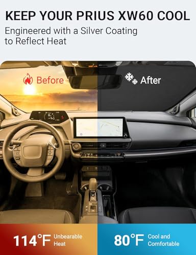 Image of Proadsy Windshield Sun Shade for Toyota Prius 2023 2024 2025 2026 4-Layer Foldable Front Sunshade Protector Sun Visor Blocks UV Rays Keep Car Cooler