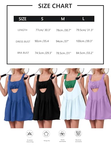 Womens Tennis Dress with Built in Shorts and Bra Cut Out Athletic Workout Dresses Hot Shot Mini Dress 2 Piece Outfit4