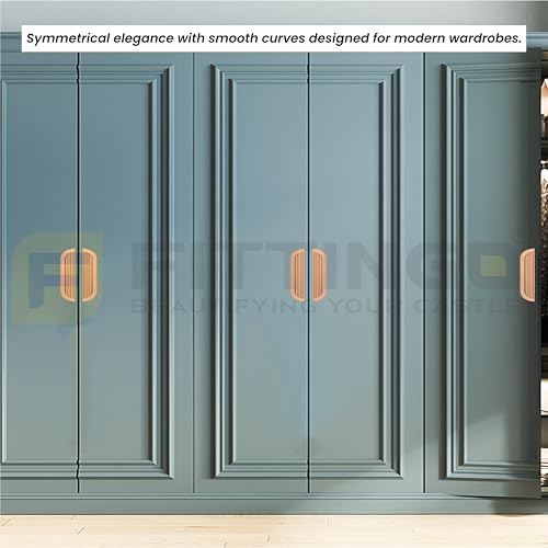 Image of VEZEL Aluminium Wardrobe Handle - Modern Cabinet Pull for Wardrobe, Drawer & Cabinets Furniture, PVD Rose Gold, 96mm - Pack of 2-| 3 Years Warranty |