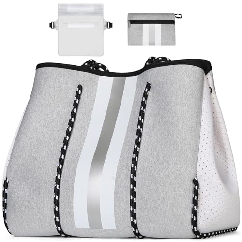 Image of IBFUN Neoprene Tote Bag Large Beach Bag for Women Pool Gym Tote Bag Travel Tote Bag