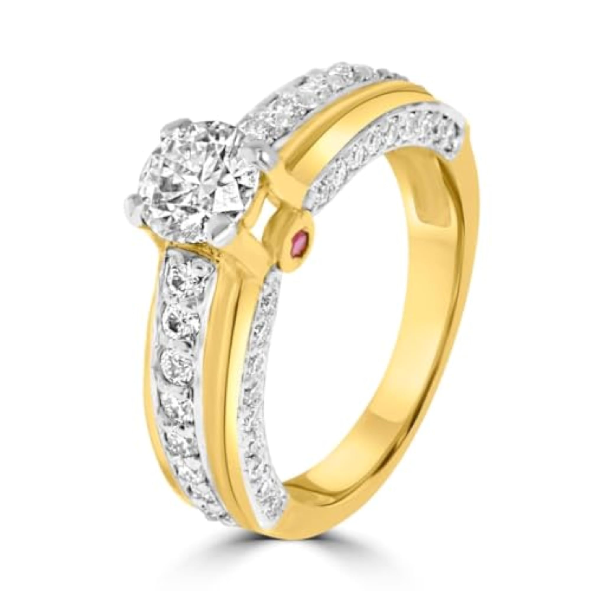 Women's Gold Plated 925 Sterling Silver Solitaire Glow Ring