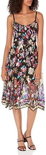 Dress the Population Women's Uma Sweetheart Lace Midi Dress, Gold Multi, Large