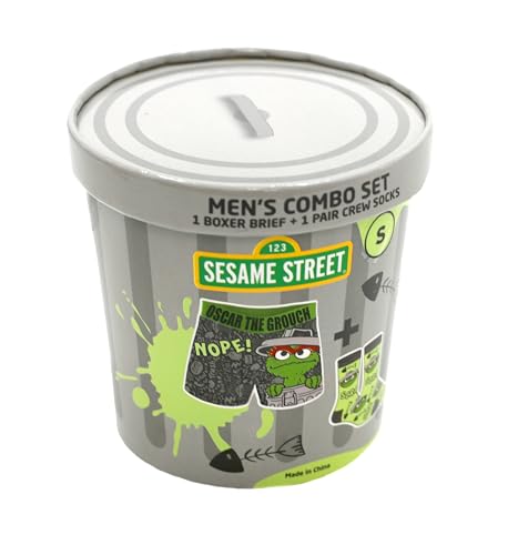 Handcraft Oscar the Grouch Boxers for Men Funny Mens Underwear for Men Boxer Briefs and Socks Gift Set, Grey, Large - Thumbnail 4