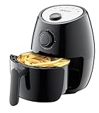 Zenith AirMax Small, Compact Air Fryer Healthy Cooking, 2.1 Qt, Nonstick, User Friendly and Adjustable Temperature Control w/ 30 Minute Timer & Auto Shutoff, Dishwasher Safe Basket, Black (2L)