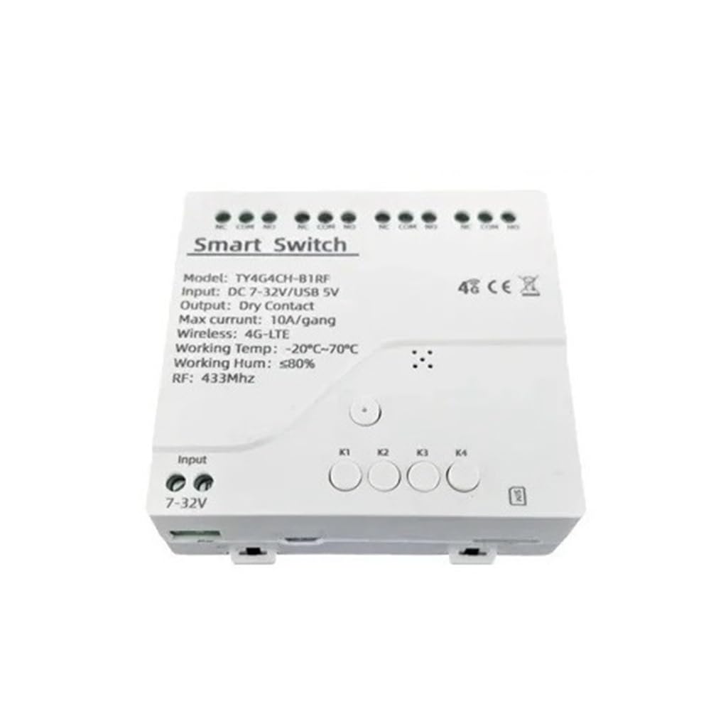 Tuya Smart-Schalter, Tuya Smart 4G LTE-Relais 4G 4CH Fernbedienung, Gleichstrom 7-32V