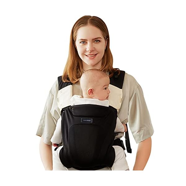 Bebamour Babytrage Sling 3 in 1 Ergonomischer Babytrage Rucksack für Neugeborene Atmungsaktive und weiche Babykette für Säuglinge und Kleinkinder (Black)