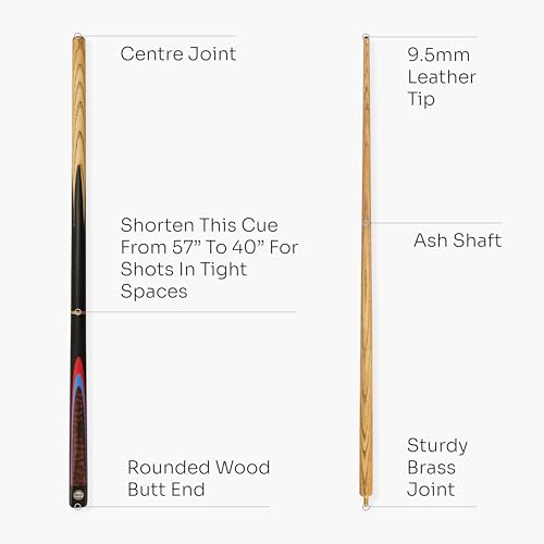 PRO147 Snakewood 3pc Snooker Pool Cue 57 Inch with Matching Ash Grain and 9.5mm Tip - Image 5