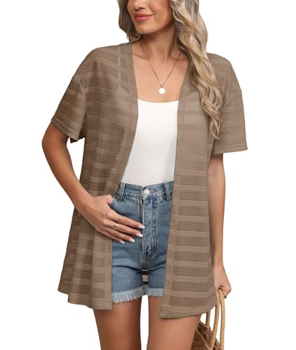 LILBETTER Womens Summer Lightweight Cardigan Short Sleeve Open Front Casual Loose Cover Ups 2025