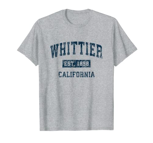 Whittier California CA Diseño deportivo vintage estampado azul marino Camiseta