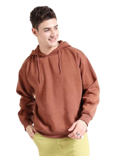 Image of The Indian Garage Co Men Regular Fit Solid Overhead Hooded Sweatshirt