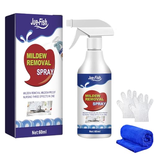 LYEAA Potente removedor de moho y hongos para el baño, desodoriza el limpiador de manchas rebeldes, 60 ml, spray para eliminar el moho, multiusos para paredes, azulejos, pisos, fregaderos, b