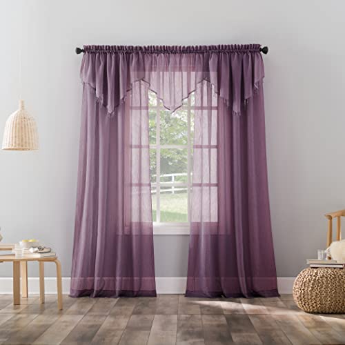 No. 918 Erica Crushed Sheer Voile Rod Pocket Curtain Panel, 51" X 63", Purple #TOP5