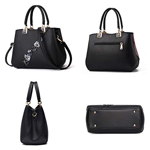 Image of ELDA Purses and Handbags for Women Embroidery Top Handle Satchel Fashion Ladies Shoulder Bag Tote Purse Messenger Bags | Embroidery