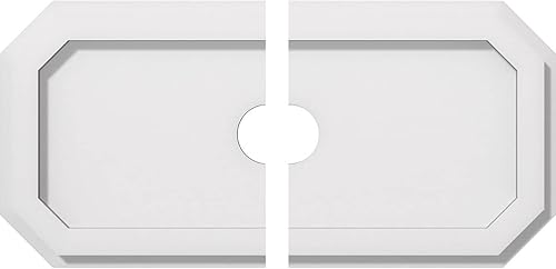 Miniatura 139 de Ekena Millwork CMP36X18ED-03000 Medallones de techo de uretano contemporáneo de PVC de grado arquitectónico Emerald 36"W x 18"H x 3"ID x 12 1/2"C x