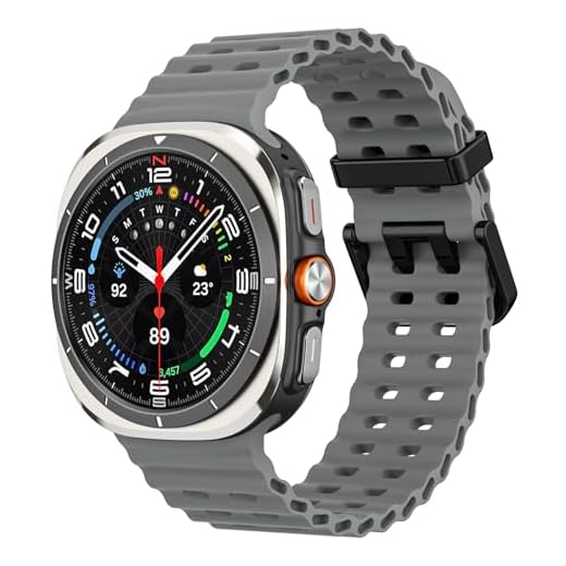 MoKo Sport Strap Compatible with Samsung Galaxy Watch Ultra Strap 47mm (2025/2024) Women Men, Breathable Soft Silicone Waterproof Marine Band Accessories for Samsung Watch 7 Ultra, Brownish Gray
