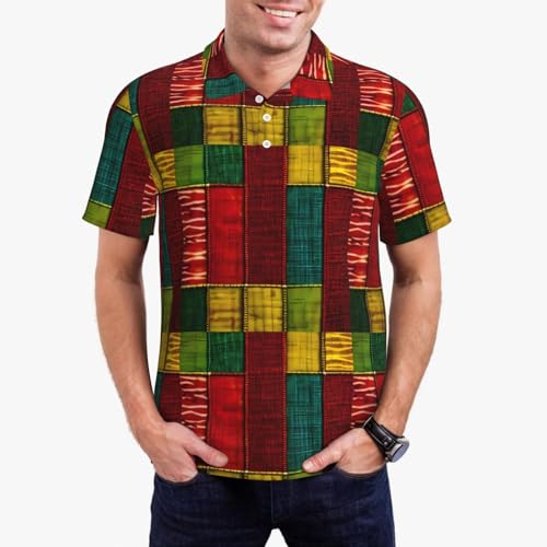 Polo respirant style africain imprimé chic finitions patchwork de haute qualité - 2