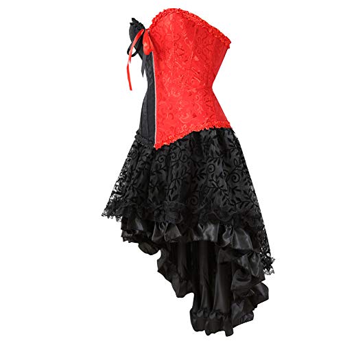 Grebrafan Plus Size Corset Skirts Masquerade Dresses for Women (US(20-22) 6XL, red Black)