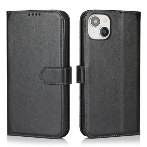 Image of for iPhone 13 Mini Case Wallet with Card Holder,for iPhone 13 Mini Wallet Case for Women Men,Leather Shockproof Magnetic Buckle Stand Flip Phone Case-Black