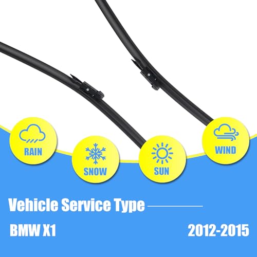 Image of Gavimnal Silicone Wiper Blades Replacement For BMW X1 2012-2015 | 24 inch+19 inch Front & 12 inch Rear, All-Weather, Streak-Free, OE-fit, Quiet, Easy One-Click Install
