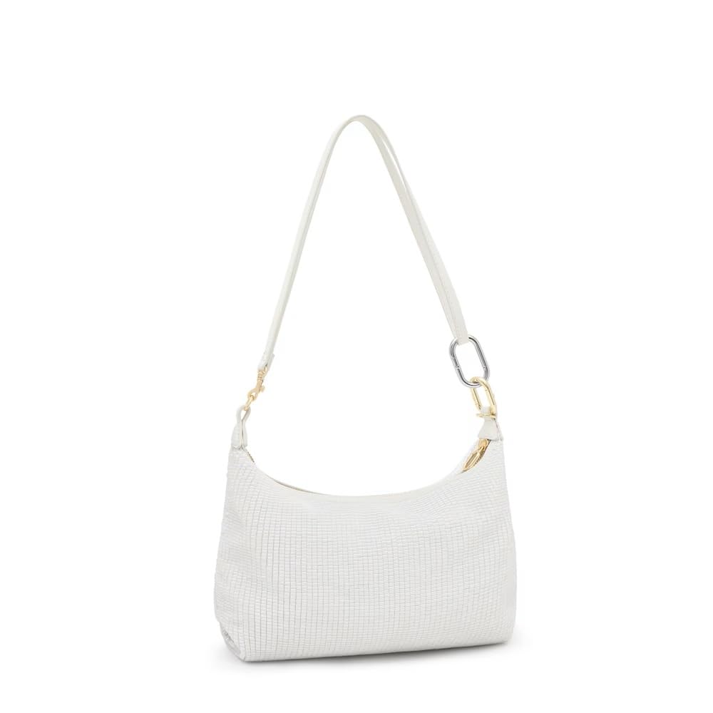 TOUS Hold Mini Bandolera Mujer Marfil Ref. 2002359104 – Bolso con Cremallera, Asa de Mano y Bandolera Extraíble, Poliuretano, 16x30x20 cm