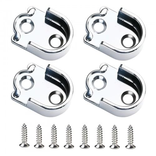 4-Pack 19mm Wardrobe Rail Brackets with Screws (4x16mm), Curtain Rod Holders, Closet Flange Sockets, for Wardrobe, Toilet, Balcony