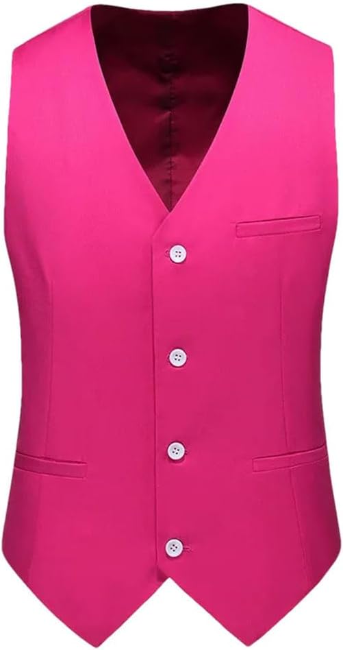 Men's Solid Color Casual V-Neck Single Breasted Simple Multicolor Wedding Suit Vest