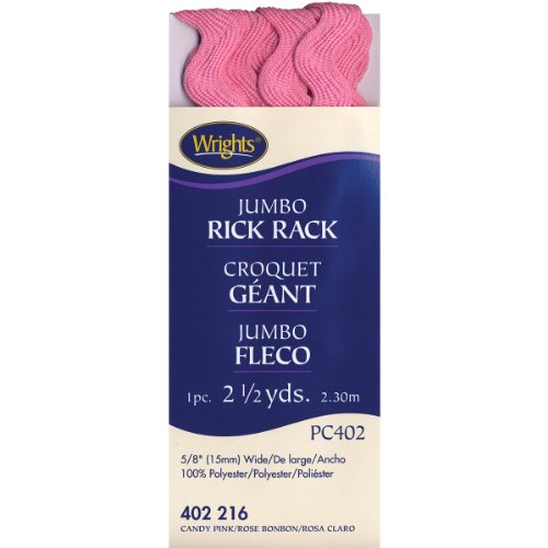 wrights 117-402-216 polyester rick rack trim candy pink jumbo 25-yard