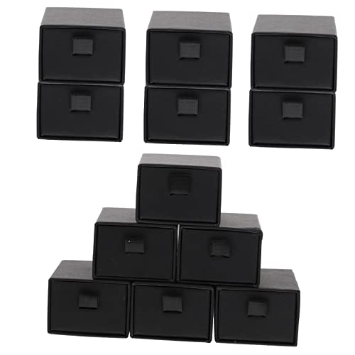 BESPORTBLE Lot de 12 Boîtes à Bijoux en Carton Noir Style Tiroir pour Rangement et Protection des Bagues et Colliers à Domicile, Organisateur Fiable et Pratique