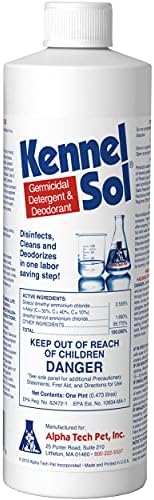 KennelSol 1-Step Kennel Cleaner - EPA Registered Liquid Concentrate Disinfectant and Deodorizer, Effective Against Bacteria and Viruses - 1 Pint by Alpha Tech Pet