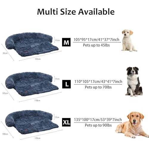 PETART Hundebettmatte für Couch - rutschfest, maschinenwaschbar - Bequeme Haustierunterlage für große Hunde und Katzen - Indoor-Sofakissen mit abnehmbarem Bezu (Dunkelgrau, L-110x105x17cm)