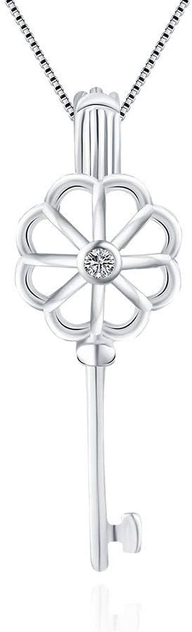 925 Sterling Silver CZ Flower Key Cage Pendants Crafting Charm for DIY Necklace Bracelet Jewelry Making