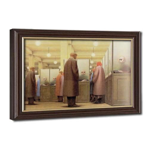 Poster George Tooker Government Bureau impression sur toile avec cadre suspendu 20x30 cm