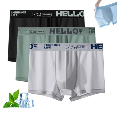 Hello Ice Underwear for Men, Cooling Touch No-Show, Breathable Trunks Low Rise Boxer Briefs for Mens