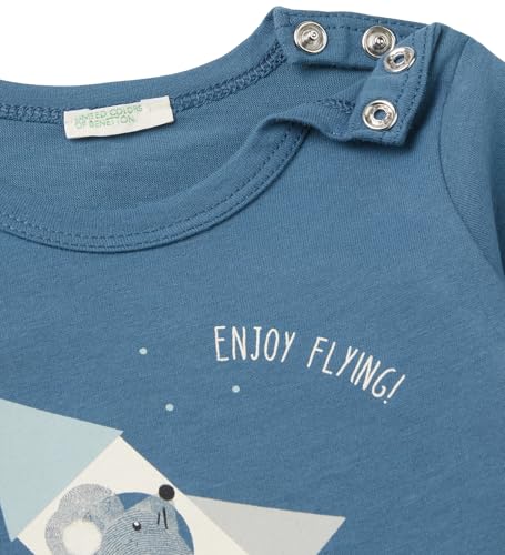 United Colors of Benetton Camiseta M/L 3ATNA 1055, Turquesa, 62 cm para Bebés