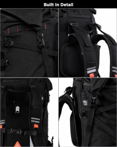Image of CarryPro NOMAD 65L+ Travel Backpack Large Capacity Hiking & Travel Rucksack Durable Water Resistant Multi Compartment Trekking Bag with Padded Shoulder & Back Support