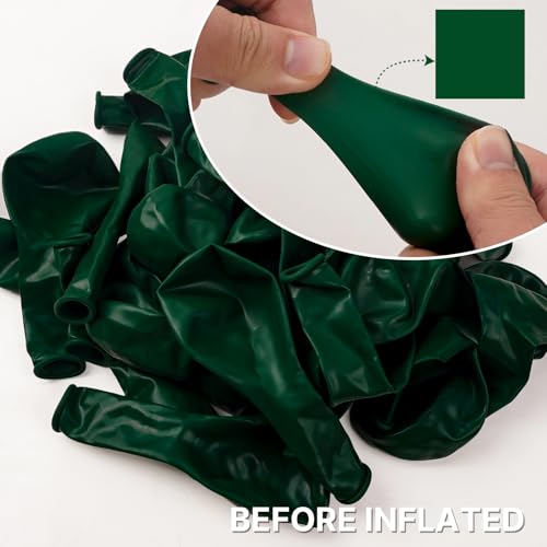 Image of PartyWoo Dark Green Balloons 100pcs 5 Inch Emerald Hunter Forest Green Balloons for Wedding Boy Baby Shower Birthday Christmas Graduation Dinosaur Jungle Golf Theme Party Decorations Green-Y56