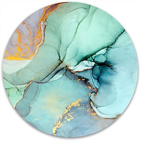 Atufsuat Mouse Pad, Premium-Textured Small Round Mousepad 7.9 x 7.9 Inch, Cute Mouse pad for Wireless Mouse, Waterproof Non-Slip Rubber Base Mouse Mat for Laptop PC Office Women, lnk Green Marble Cover