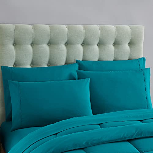 RV Short Queen Comforter Set for RV Camper - Comforter Set with Fitted & Flat Sheet, 4 Pillowcases - Tailored for RV Short Queen Beds - Cozy Essentials for Your RV Bedroom, Teal
