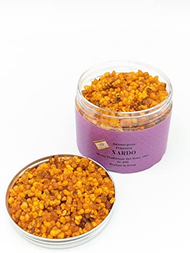 Incenso in Grani Profumato, Incenso Greco Liturgico in Grani Piccoli Fragranza al Nardo 100g, Incenso naturale da Accedere con Carboncini per incenso, Ricetta originale del Monte Athos