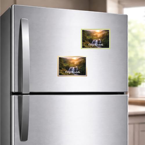 Image of Decorative Fridge Magnet with Glowing Border | Pack of 1 (Coorg, Karnataka, 4x3 inch - Fluorescent Border)
