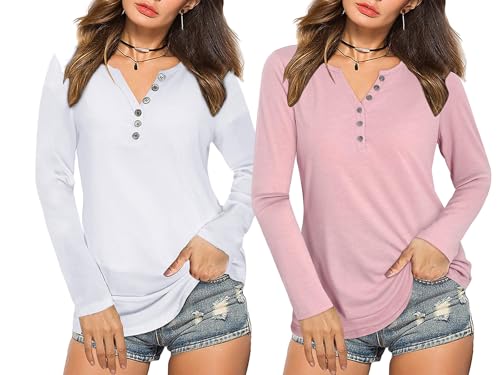 Image of Women's Regular Fit Pure Cotton Top - Elegant V-Neck with Mandarin Collar, Button-Front Design, Full Sleeves, Soft & Breathable Fabric for Stylish Casual Wear