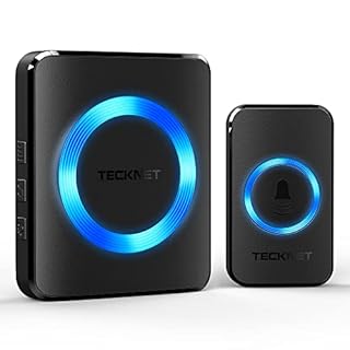TECKNET Campanello Wireless, Campanello Senza Fili da Esterno Impermeabile, 60 Melodie con 5 Livelli di Volume, Raggio d’Azione 400m(1x Trasmettitore e 1x Ricevitore)