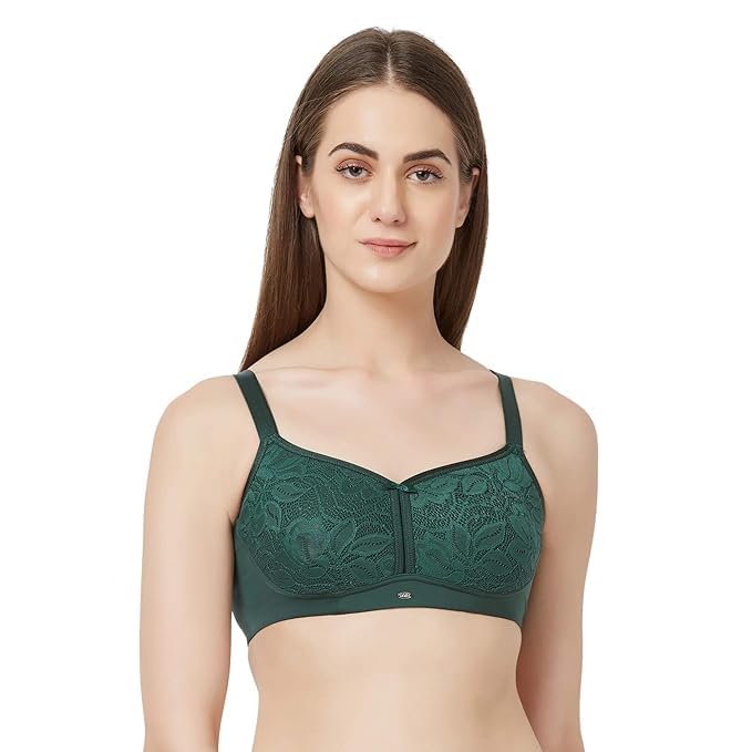 Image of SOIE Women Non Padded Non-Wired Full Coverage Minimizer Lace Bra
