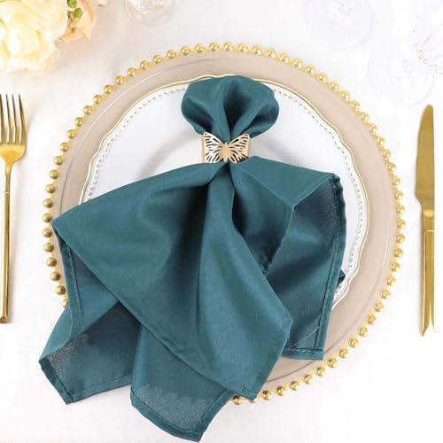 Efavormart Premium Cloth Napkins Set of 50, 20x20 Inch Peacock Teal Green Seamless Dinner Napkins, Washable Linen Table Napkin Cloth with Hemmed Edges for Weddings, Party and Banquet
