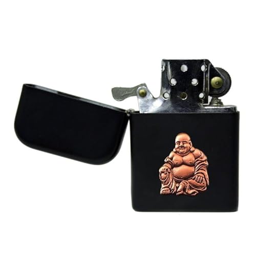 Mechero de gasolina Knight chino Buddha negro resistente a las tormentas