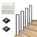 MissYolo U-Shaped Staircase Handrails for Outdoor & Indoor Steps, Industrial Hand Rail Floor Mounted, Non-Slip Wrought Iron Railing for Porch, Loft, Corridor, Garden (Height: 35.5in) (1 Piece/Set)