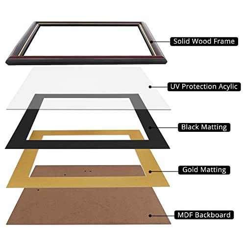 GraduationMall 8.5x11 Diploma Frame with Black over Gold Mat or Display 11x14 Certificate without Mat,Solid Wood & UV Protection Acrylic,Cherry Finish with Gold Trim,2 Pack by GraduationMall - Image 5