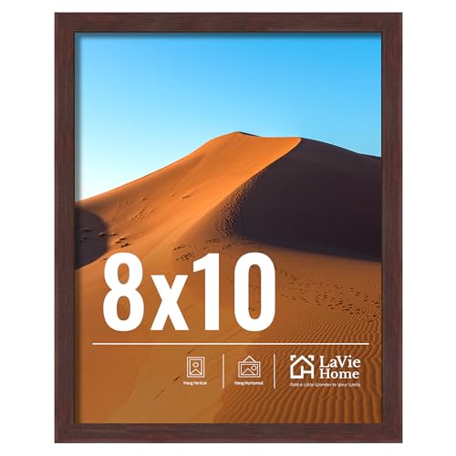 Image of LaVie Home 8x10 Picture Frame for Wall Display, 8x10 Brown Picture Frame with HD Plexiglas, 8 x 10 Poster Frame 1 Pack, Display Frame for Vertical or Horizontal, Classic Collection