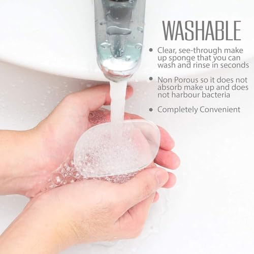 Image of Silicone Makeup Sponge, Washable Transparent Gel Foundation Makeup Puff, Silicone Blender Make Up Sponge Applicator for Liquid Primer Foundation Cream Contour Concealer Sponge Cosmetic Puffs, 3 Pack